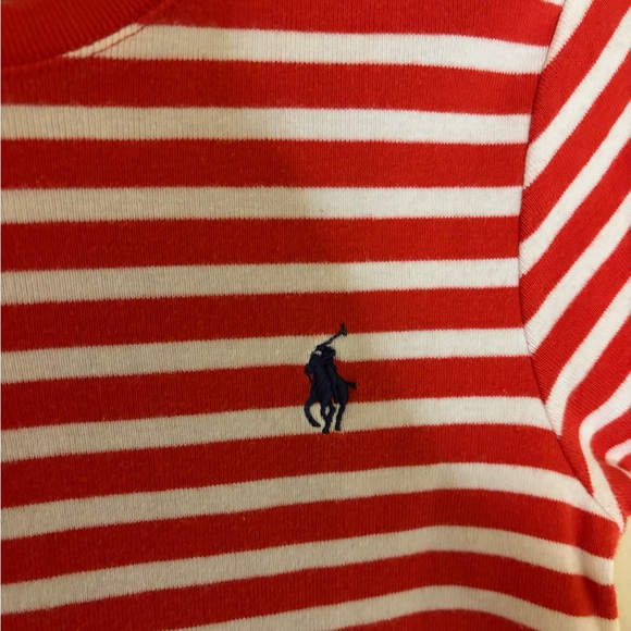 RALPH LAUREN SPORT Red and White Striped Short Sleeve Shirt -Size M - Picture 3 of 5